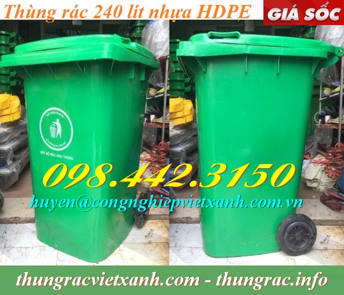 Thùng rác 240L nhựa HDPE