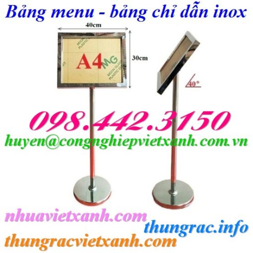 Bảng menu chỉ dẫn inox A4