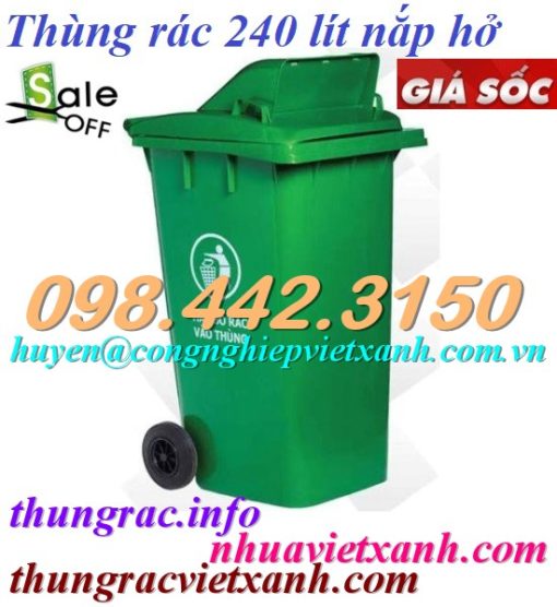 Thùng rác 240L nắp hở