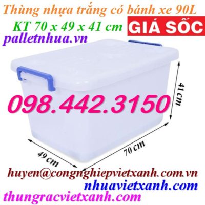 Thùng vuông 90L có bánh xe