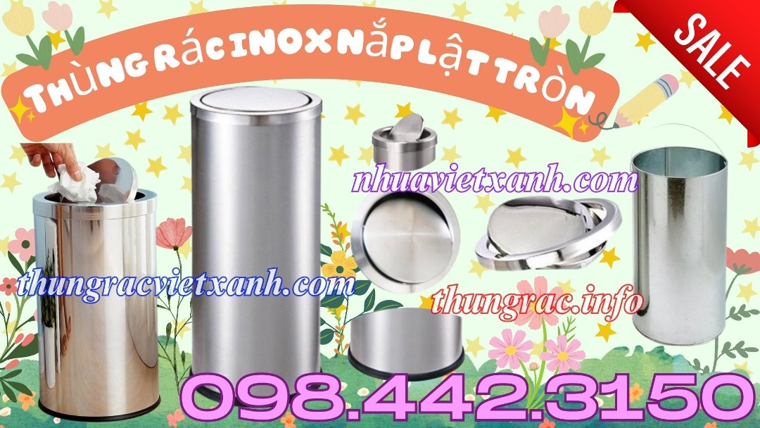 Thùng rác inox nắp bật bềnh