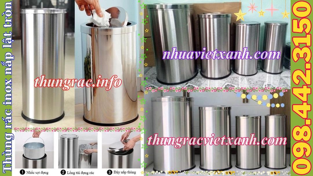 Thùng rác inox nắp bật bềnh