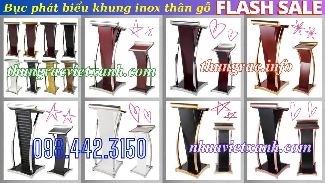Bục phát biểu khung inox thân gỗ