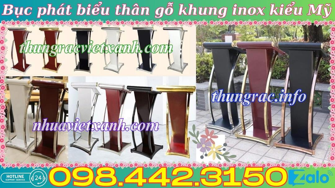 Bục phát biểu bằng gỗ khung inox kiểu Mỹ