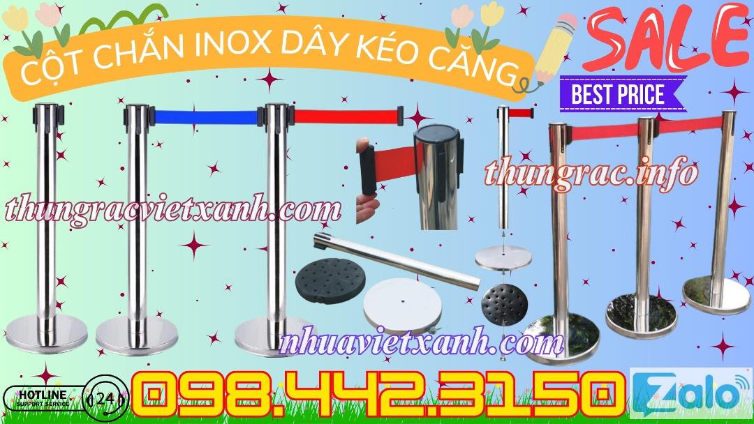 Cột chắn inox dây kéo căng dài