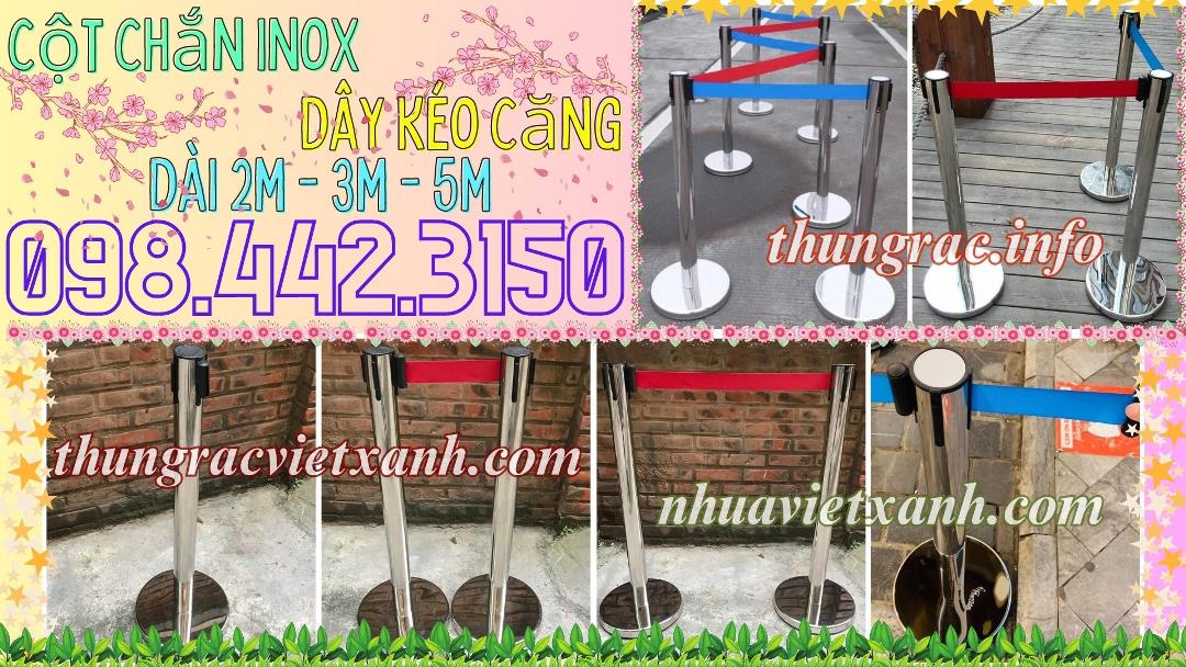 Cột chắn inox dây kéo dài