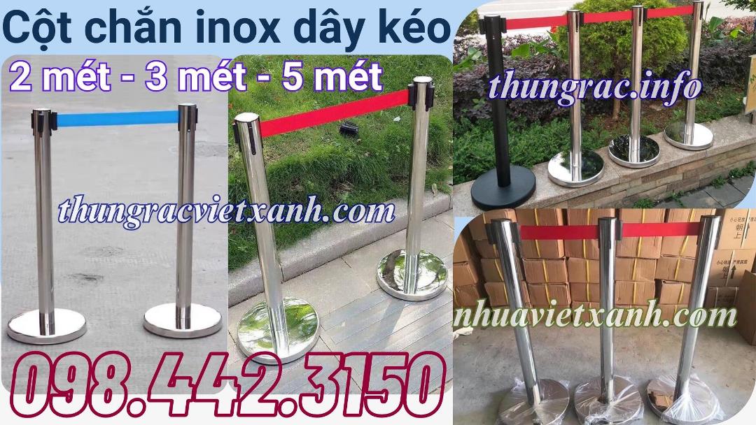 Cột chắn inox dây kéo