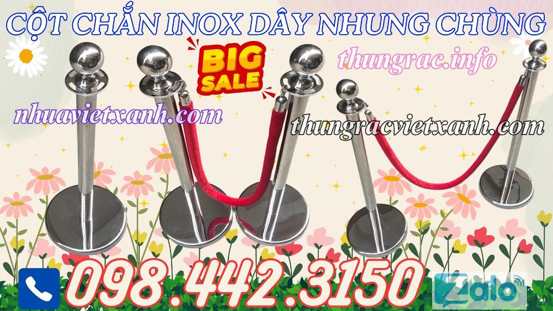 Cột chắn inox dây nhung chung