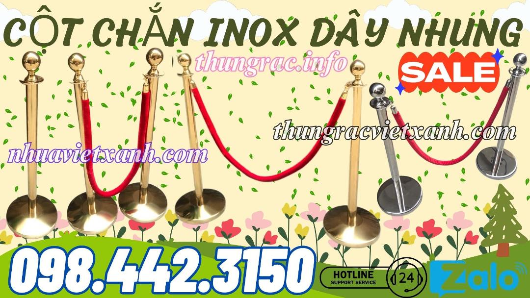 Cột chắn inox dây nhung