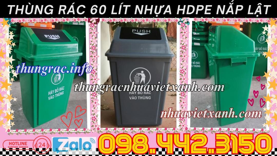 Thùng rác nhựa 60L nắp lật