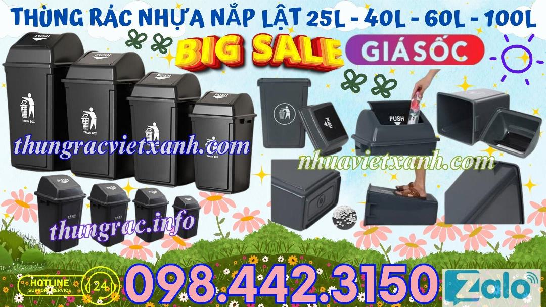 Thùng rác nắp lật đa dạng dung tích