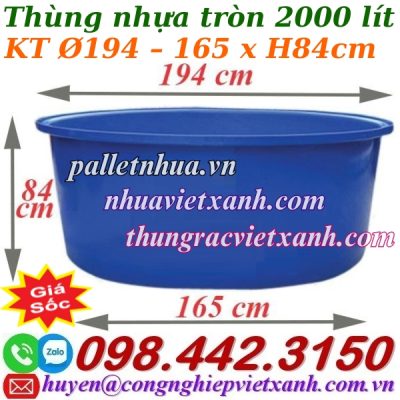 Thùng nhựa tròn 2000 lít