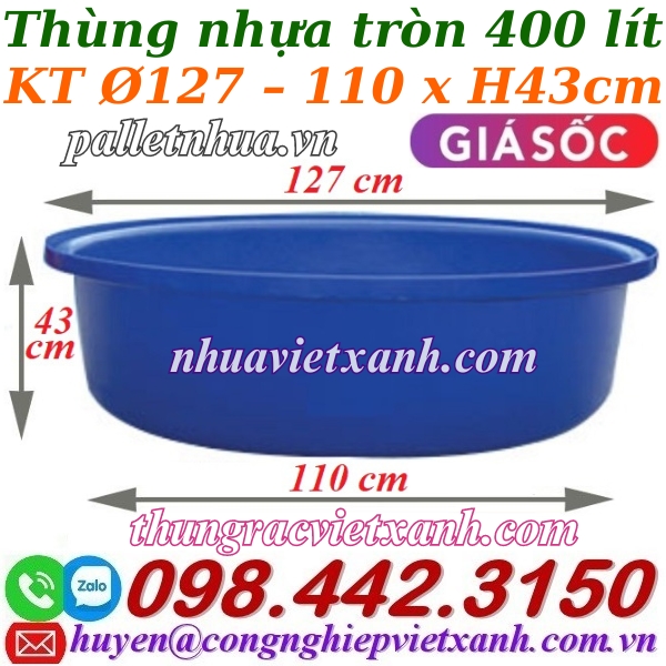 Thùng nhựa tròn 400 lít