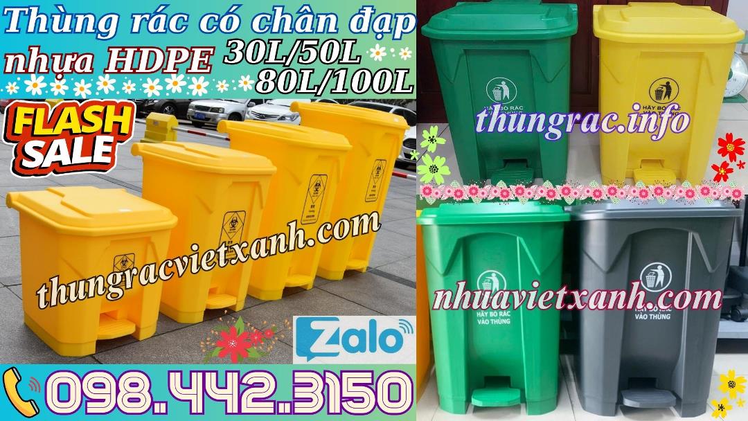 Thùng rác 120L nhựa HDPE