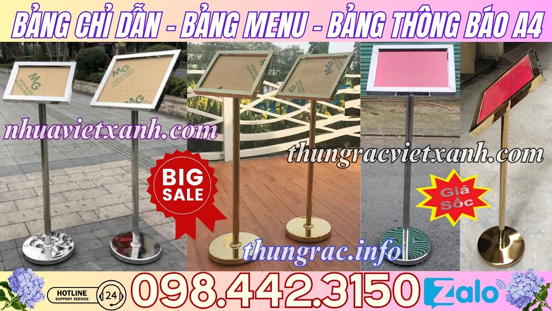 Bảng menu inox A4