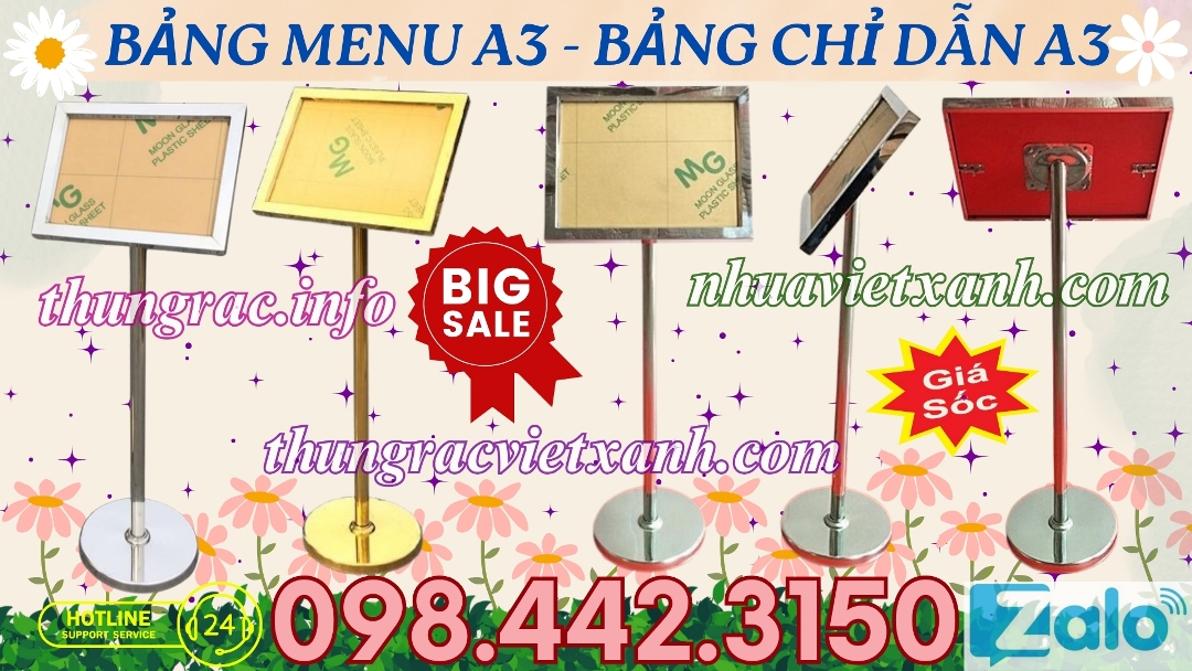 Bảng menu inox A3