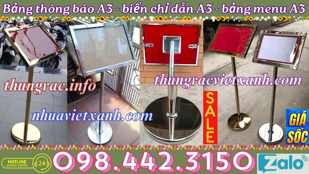 Bảng menu inox A3