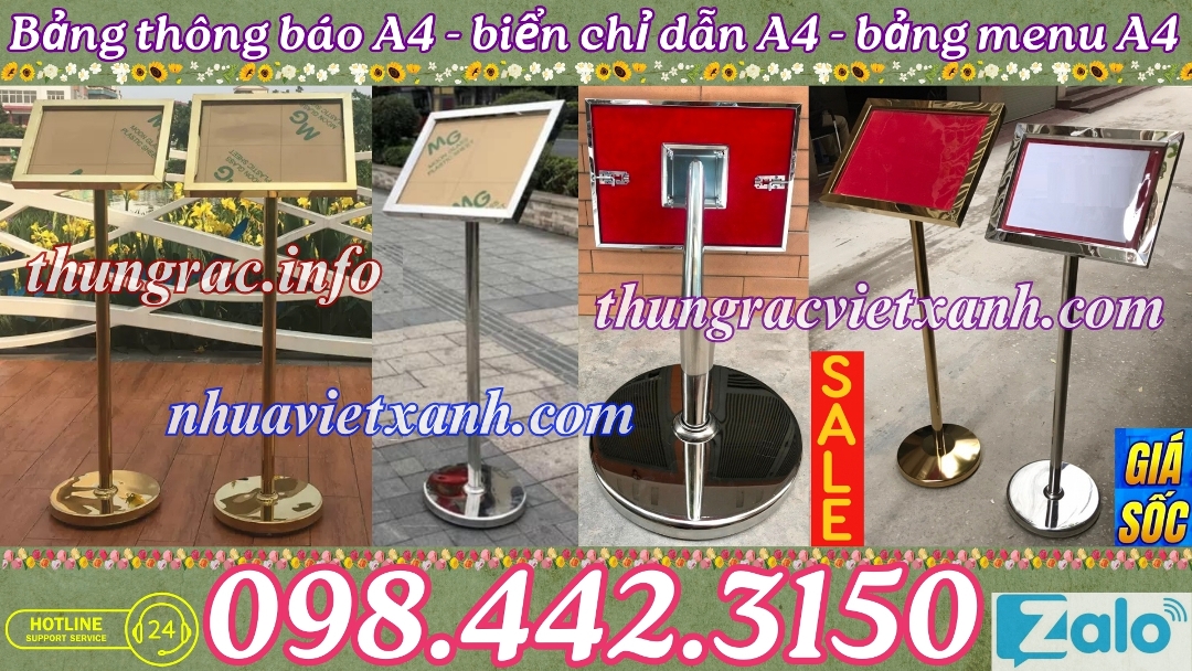 Bảng menu inox A4