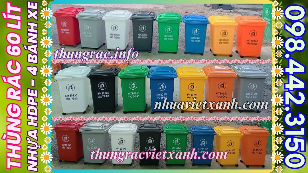 Thùng rác 60 lít nhựa