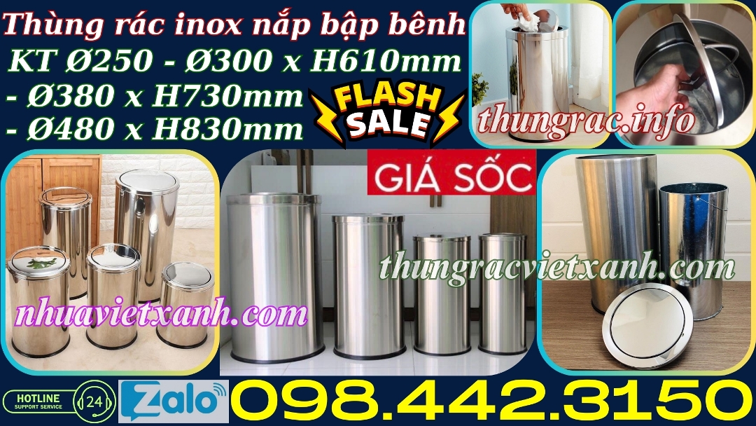 thùng rác inox nắp đạp