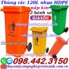 Thùng rác 120L nhựa HDPE nắp kín 2 bánh xe