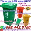Thùng rác 240 lít nhựa HDPE nắp kín 2 bánh xe