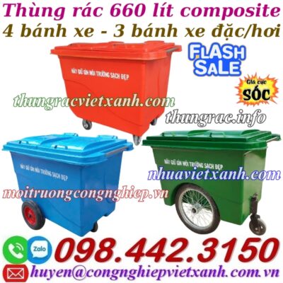 Thùng rác 660 lít composite