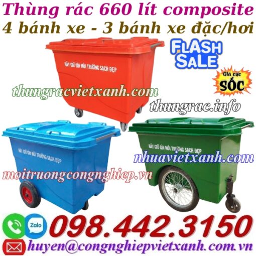 Thùng rác 660 lít composite