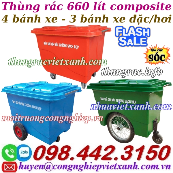 Thùng rác 660 lít composite