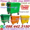 Thùng rác 1100L nhựa HDPE 4 bánh xe