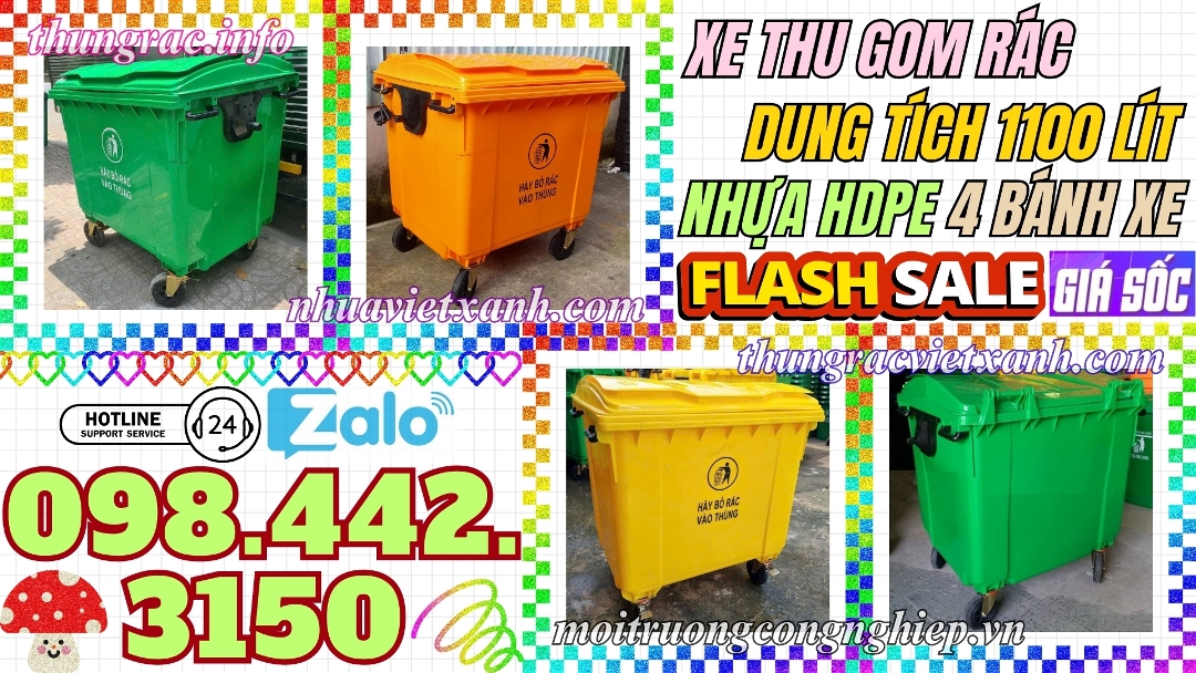 Xe thu gom rác 1100l