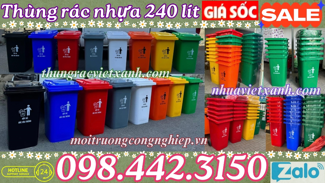 Thùng rác nhựa 240 lít TR240K